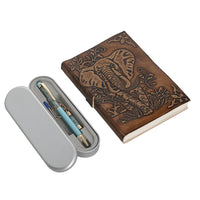 Genuine Leather Hand Embossed Paper Diary Elephant, Pen with Extra Refill