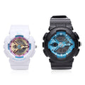 Set of 2 GENOA Japanese and Eletronic Movement Multi Functional Blue Dail Watch in Black and White Silicone Strap (52 mm) - Sticky add to cart bar