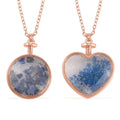 Lapis Lazuli and Glass Set of 2 Nature and Earth Pendant Necklace 24 Inches in Rosetone 2.50 ctw - Sticky add to cart bar