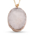 Fuchsia Drusy Quartz Pendant Necklace 24 Inches in Goldtone & ION Plated YG Stainless Steel - Sticky add to cart bar