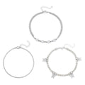Blue Austrian Crystal, Enameled Set of 3 Charms Anklet 10-12 Inches in Silvertone - Sticky add to cart bar