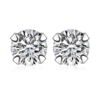 Set of 2 Simulated White and Green Diamond Stud Earrings in Sterling Silver
