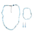 Aquamarine Bracelet, Dangle Earrings and Necklace 18-20 Inches in Stainless Steel 342.00 ctw - Sticky add to cart bar