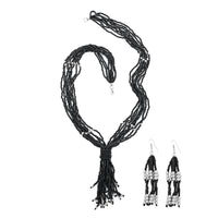 Black Resin, Dangle Earrings and Necklace in Stainless Steel