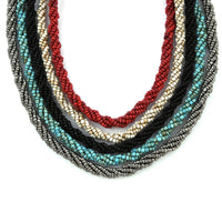 Set of 5 Multi Gemstone Twisted Beaded Necklace 40 Inches