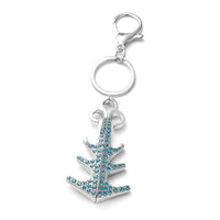 Blue Austrian Crystal Enameled Anchor Convertible Pendant Necklace 24-26 Inches in Silvertone