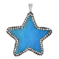 Blue Agate, White and Hematite Color Austrian Crystal Star Pendant Necklace in Silvertone 20 Inches - Sticky add to cart bar