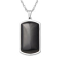 Black Agate Dog Tag Pendant Necklace (24 Inches) in Stainless Steel 23.40 ctw - Sticky add to cart bar