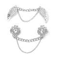 Set of 2 Austrian Crystal and White Glass Angel Wing & Victorian Style Shirt Ornament in Silvertone - Sticky add to cart bar