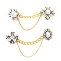 Set of 2 Austrian Crystal, White Glass and Simulated Pearl Celestial Theme & Its Grandeur Shirt Ornament or Brooch in Goldtone - Sticky add to cart bar