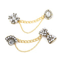 Set of 2 Austrian Crystal, White Glass and Simulated Pearl Victorian Era & Its Grandeur Shirt Ornament or Brooch in Goldtone - Sticky add to cart bar