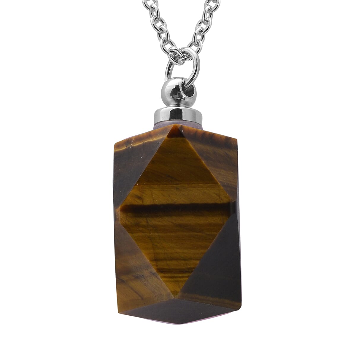 Lapis Lazuli Carved Perfume Bottle Pendant Necklace (20 Inches) in Stainless Steel 90.50 ctw (1)