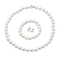 DOORBUSTER White Puka Shell Pearl Beaded Stretch Bracelet and Earrings and Necklace 20 Inches in Stainless Steel - Sticky add to cart bar