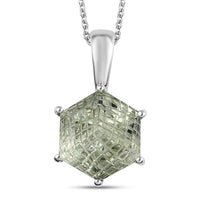 Montezuma Prasiolite Solitaire Pendant Necklace 20 Inches in Platinum Over Sterling Silver 11.60 ctw