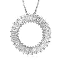 Lustro Stella Made with Finest CZ Pendant Necklace 20 Inches in Platinum Over Sterling Silver 3.00 ctw