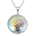 Magic Color White Resin Disco Ball Pendant Necklace (20 Inches) in Stainless Steel - Sticky add to cart bar