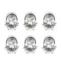 Set of 3 White Austrian Crystal White, Ruby and Sapphire Color LED Stud Earrings in Silvertone - Sticky add to cart bar