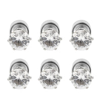 Set of 3 White Austrian Crystal White, Ruby and Sapphire Color LED Stud Earrings in Silvertone