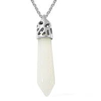 Blue Night Glow Resin Pendant Necklace (20 Inches) in Stainless Steel