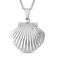Openable Sea Shell Pendant Necklace (20 Inches) in Stainless Steel