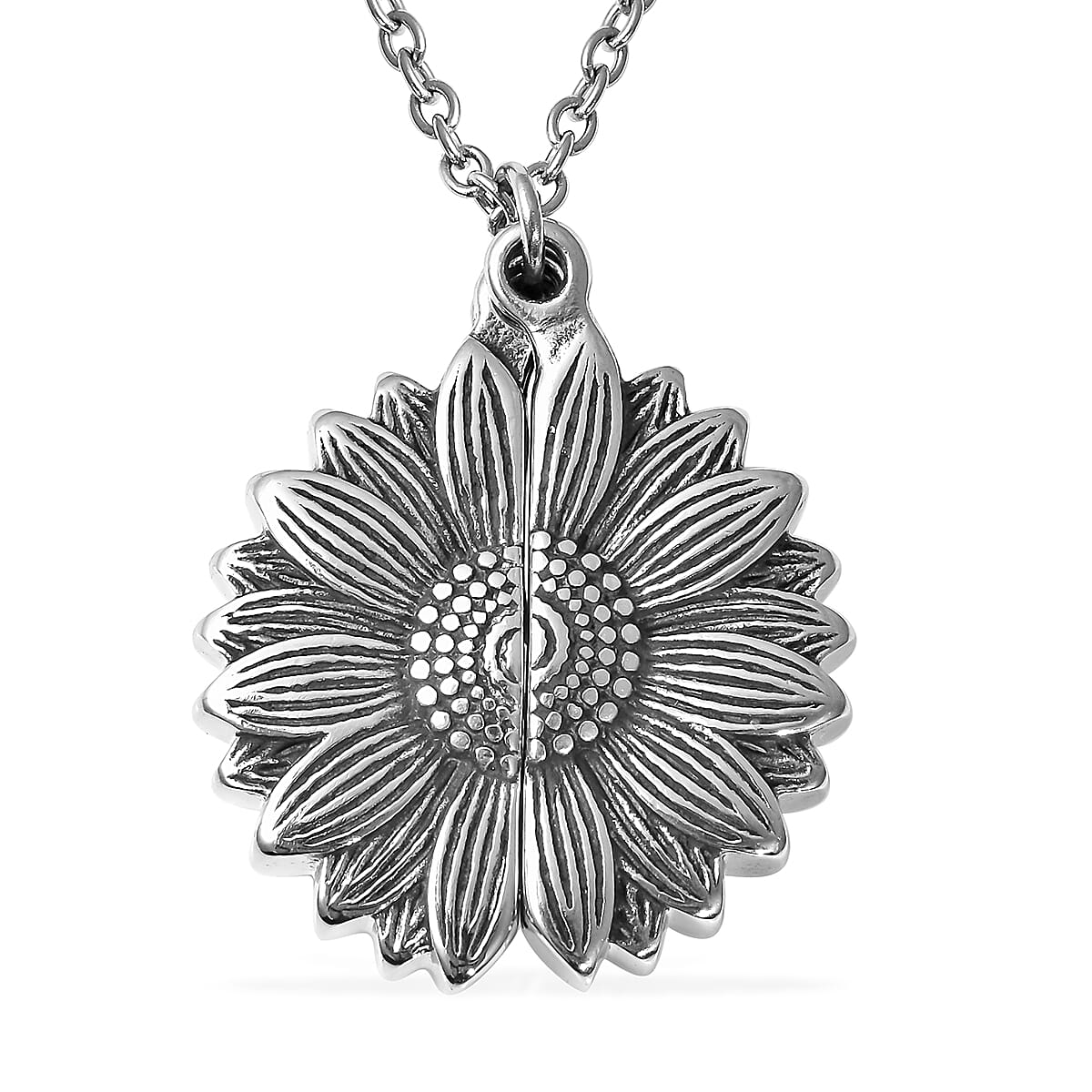 Openable Sea Shell Pendant Necklace (20 Inches) in Stainless Steel
