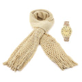 DOORBUSTER STRADA Japanese Movement Watch with Golden Sequin Faux Leather and Golden Solid Acrylic Scarf (69.7"x7.5") - Sticky add to cart bar