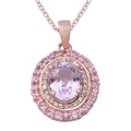 AAA Martha Rocha Kunzite and Multi Gemstone Cocktail Pendant Necklace 18 Inches in Vermeil Rose Gold Over Sterling Silver 4.50 ctw - Sticky add to cart bar