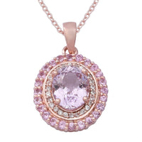 AAA Martha Rocha Kunzite and Multi Gemstone Cocktail Pendant Necklace 18 Inches in Vermeil Rose Gold Over Sterling Silver 4.50 ctw