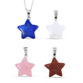 Set of 4 Lapis Lazuli, Opalite, Galilea Rose Quartz, Gold Sandstone Star Pendant Silvertone 48.00 ctw - Sticky add to cart bar