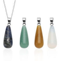 Green Aventurine, Sodalite, Opalite, Yellow Quartzite Set of 4 Pendants With Chain 20 Inches in Silvertone 64.00 ctw
