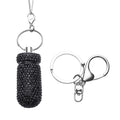 Blue Austrian Crystal Pill Case Pendant Necklace 23.5 Inches and Keychain in Silvertone & Stainless Steel - Sticky add to cart bar