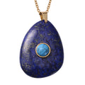 Lapis Lazuli and Blue Howlite Pendant with Paperclip Necklace 18 Inches in ION Plated YG Stainless Steel 117.50 ctw - Sticky add to cart bar