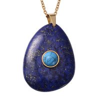 Lapis Lazuli and Blue Howlite Pendant with Paperclip Necklace 18 Inches in ION Plated YG Stainless Steel 117.50 ctw