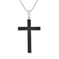 Constituted Shungite 0.20 ctw Inlay Cross Pendant Necklace in Stainless Steel 24 Inches - Sticky add to cart bar