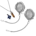 Lapis and South African Yellow Tiger's Eye merkaba and Elongated Set of 2 Pendant Necklace 20 Inches with Set of 2 Tea Diffuser in Silvertone and Stainless Steel 39.00 ctw - Sticky add to cart bar