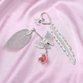 Set of 2 Multi Austrian Crystal, Angle Wing Charm, Butterfly and Dried Flower with Metallic Feather and Leaf Bookmarks in Silvertone - Sticky add to cart bar