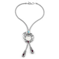 Bali Goddess Carved Bone and Multi Gemstone Pendant Necklace 20 Inches in Sterling Silver 63.45 Grams 7.00 ctw - Sticky add to cart bar