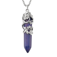 Lapis Lazuli 55.00 ctw Pointer Pendant in Silvertone with Stainless Steel Necklace 24 Inches