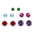Set of 5 Graduating Multi Gemstone Solitaire Stud Earrings in Sterling Silver 6.50 ctw - Sticky add to cart bar