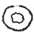 Black Obsidian Beaded Stretch Bracelet and Beaded Necklace (18 Inches) in Sterling Silver 170.00 ctw - Sticky add to cart bar