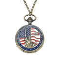 STRADA Japanese Movement Antique Statue of Liberty with American Flag Pattern Pocket Watch with Chain (31 Inches) (Ships in 5-7 Business Days) - Sticky add to cart bar