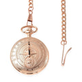 Strada Japanese Movement Compass Pattern Pocket Watch in Rosetone With Chain (14-18 Inches) (47.24 mm) - Sticky add to cart bar