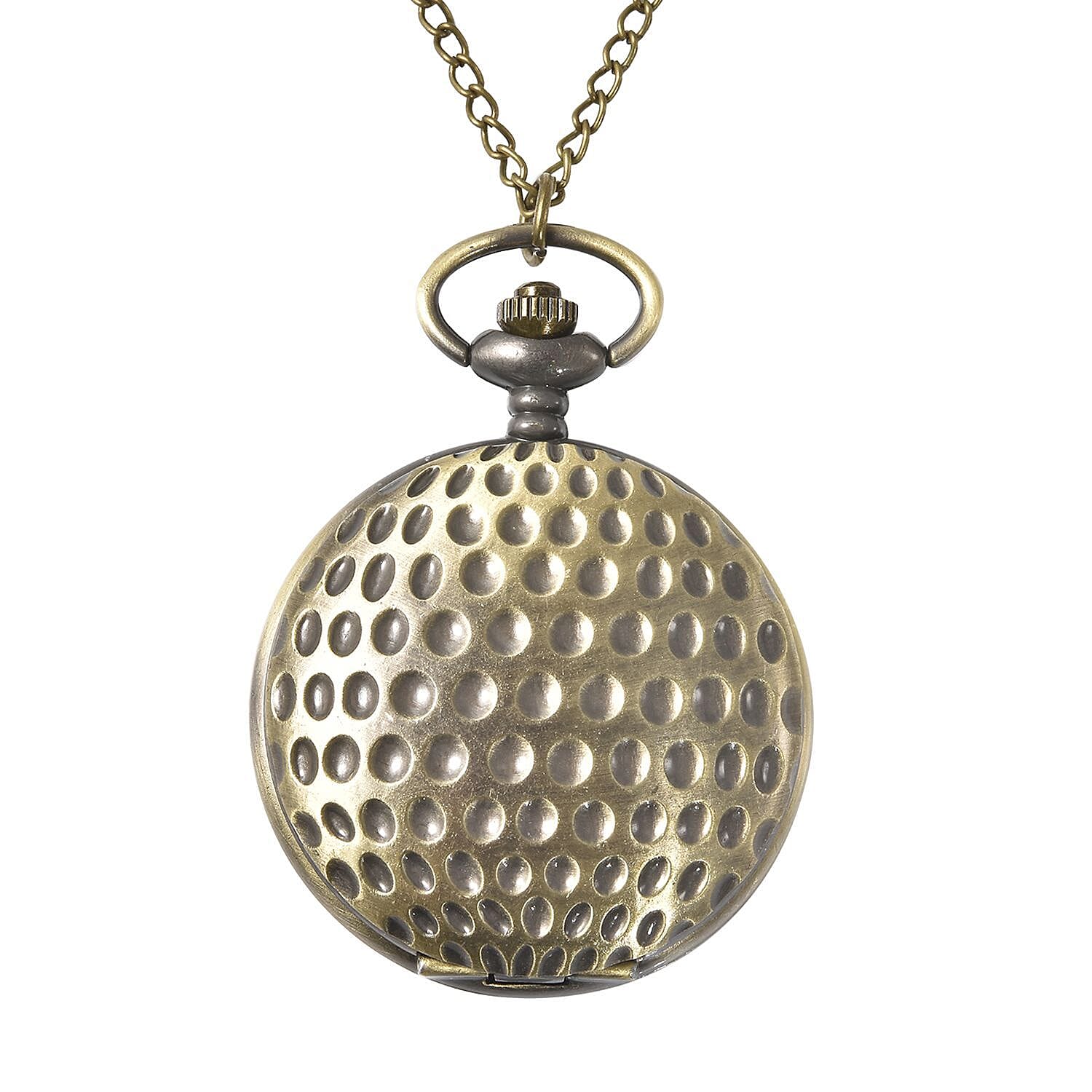 STRADA Japanese Movement Golfball Pattern Pocket Watch with Chain (31 Inches)