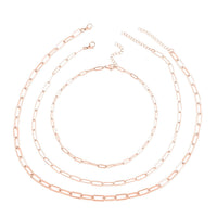 Set of 3 Paper Clip Chain Necklace 16, 20 and 24 Inches in Stainless Steel