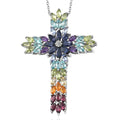 Catalina Iolite and Multi Gemstone Pendant Necklace 20 Inches in Platinum Over Sterling Silver 8.25 ctw - Sticky add to cart bar