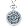 STRADA Japanese Movement Blue & Black Flower Pattern Rotating Pocket Watch with Rosetone Chain (31 Inches) - Sticky add to cart bar