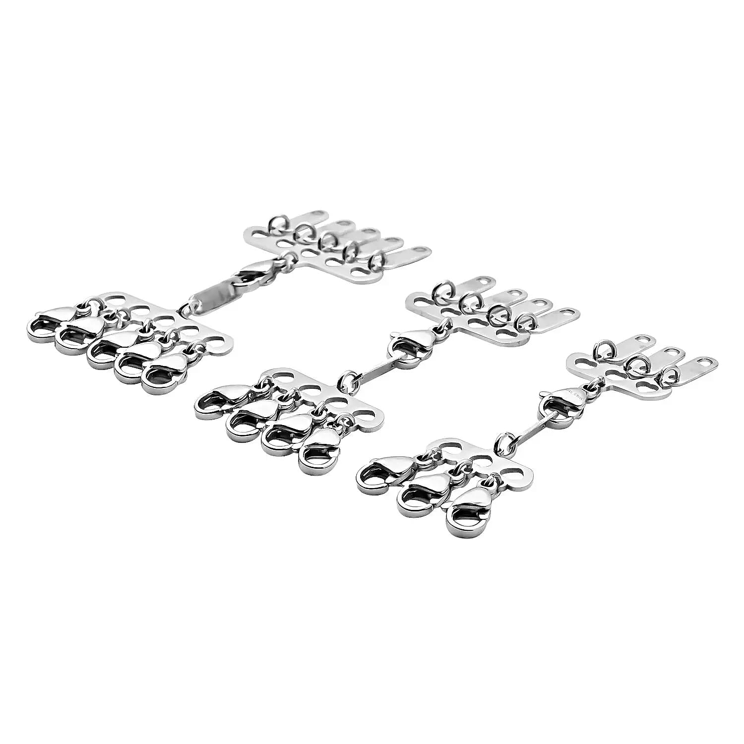 Set of 3 Layring Lock Clasp (1pcs 3row, 1pcs 4row, 1pcs 5 row) in Stainless Steel