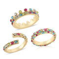 Andante Multi Color Austrian Crystal Set of 3 Multi Color Austrian Crystal Stackable Rings in Goldtone (Size 7.50) - Sticky add to cart bar