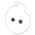 Tiger's Eye and Multi Fluorite Set of 2 Heart Pendant with Necklace 18 Inches in Stainless Steel 32.00 ctw - Sticky add to cart bar