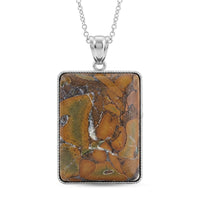 Yellow Serpentine Pendant Necklace (18 Inches) in Silvertone 140.00 ctw